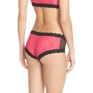 NWT Hanky Panky Mesh Pink Black Boyshort Size XS